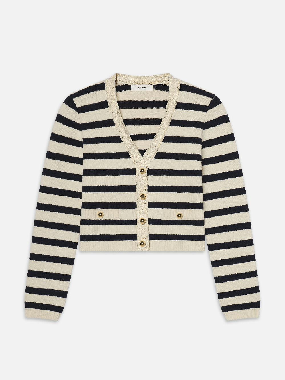 frame The Harbor Cardigan in Navy Multi