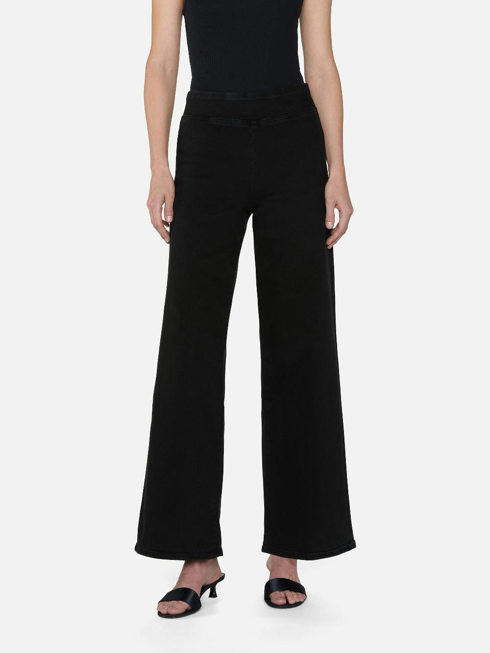 Frame The Jetset Slim Palazzo In Sheen Noir