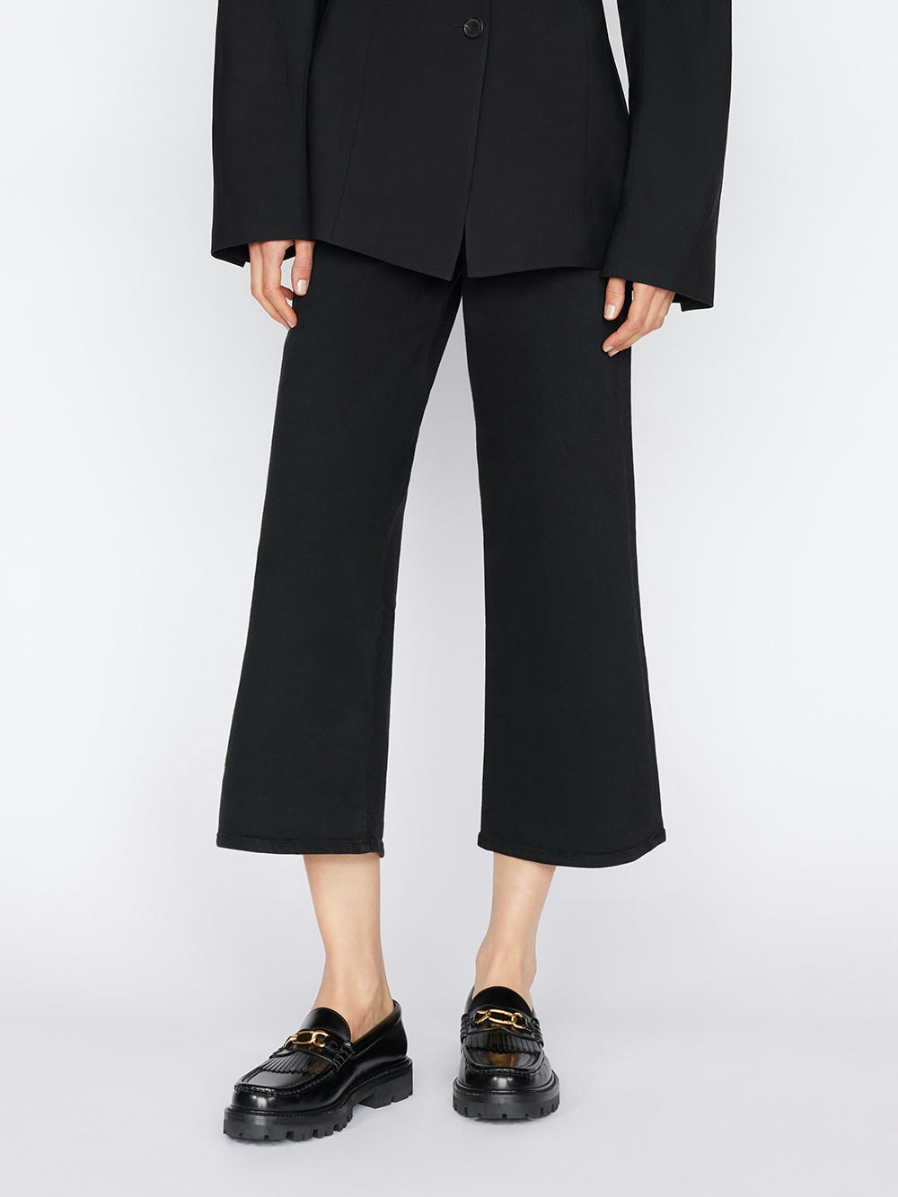 Frame The Jetset Wide Crop In Sheen Noir