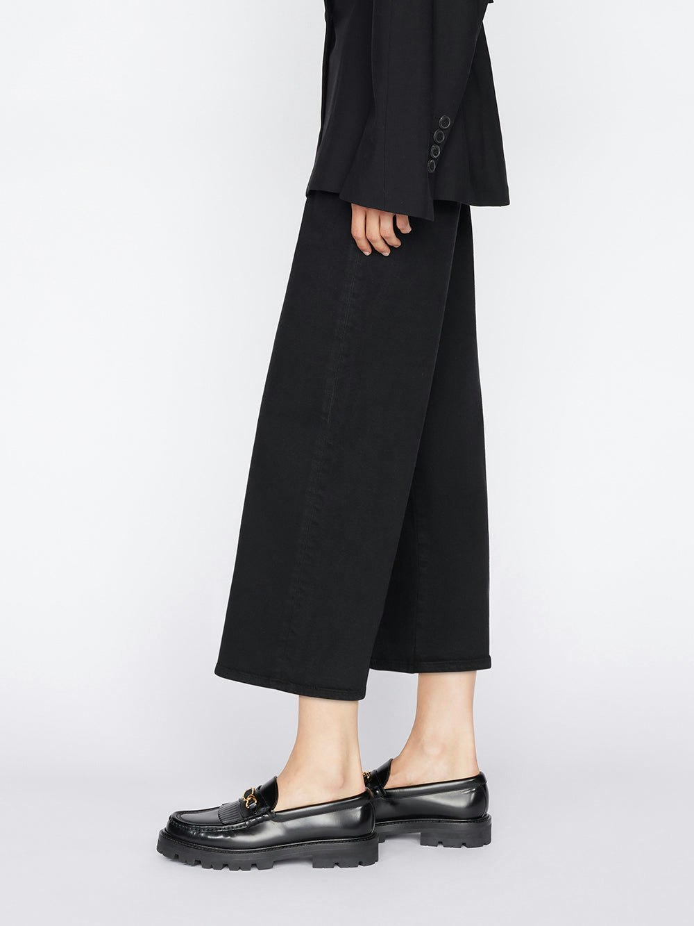Frame The Jetset Wide Crop In Sheen Noir