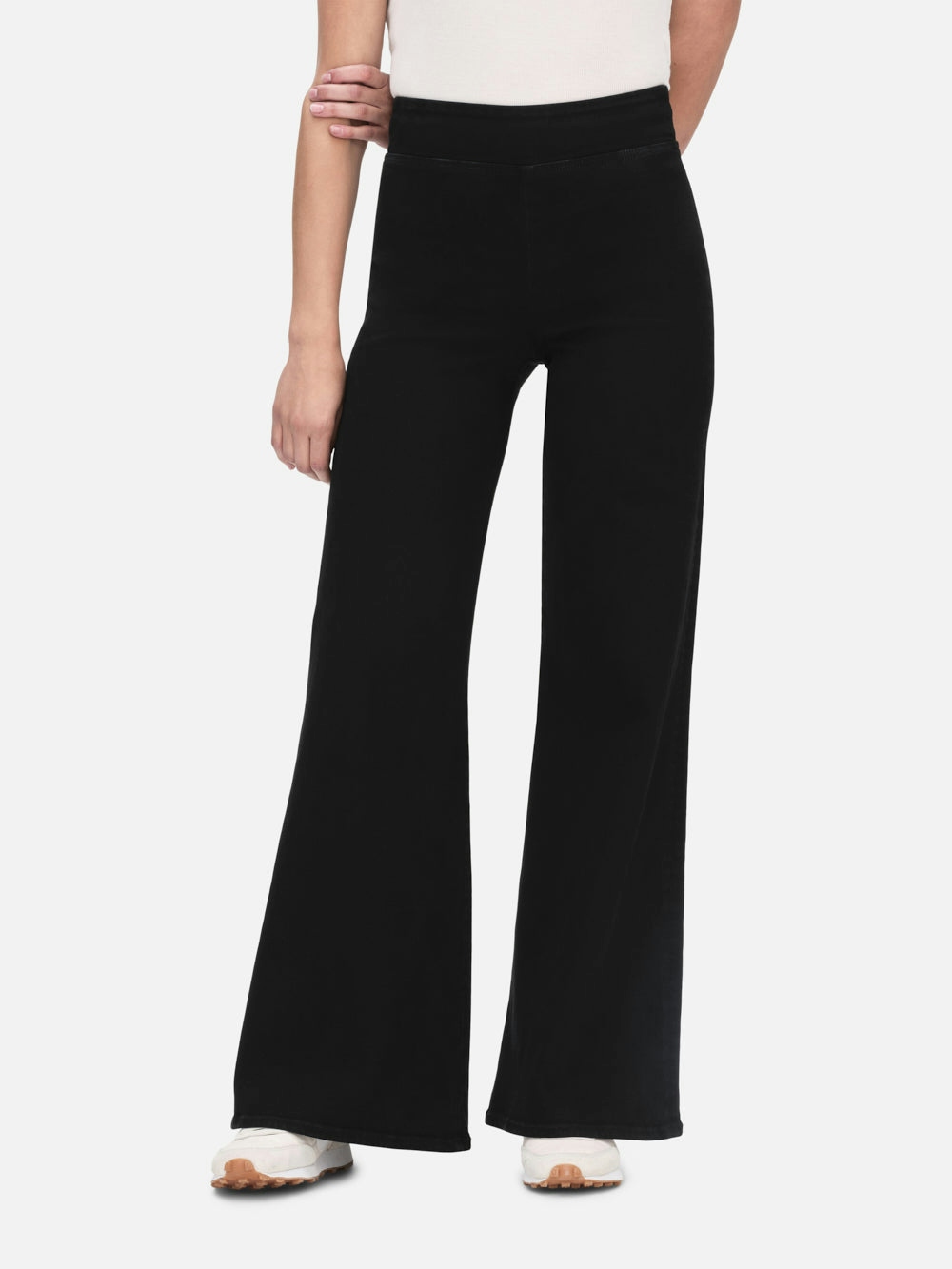Frame The Jetset Wide Leg In Sheen Noir