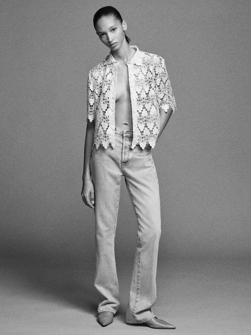 Frame The Lace Button Up Shirt In Soft Mint