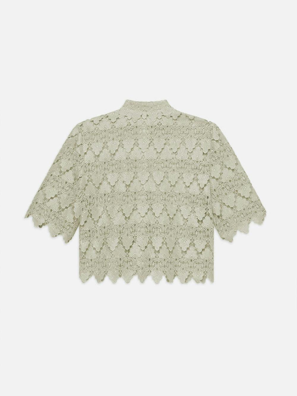 Frame The Lace Button Up Shirt In Soft Mint