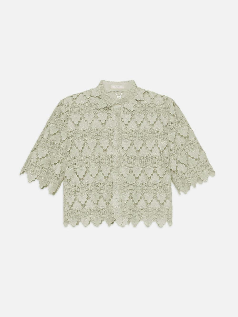 frame The Lace Button Up Shirt in Soft Mint