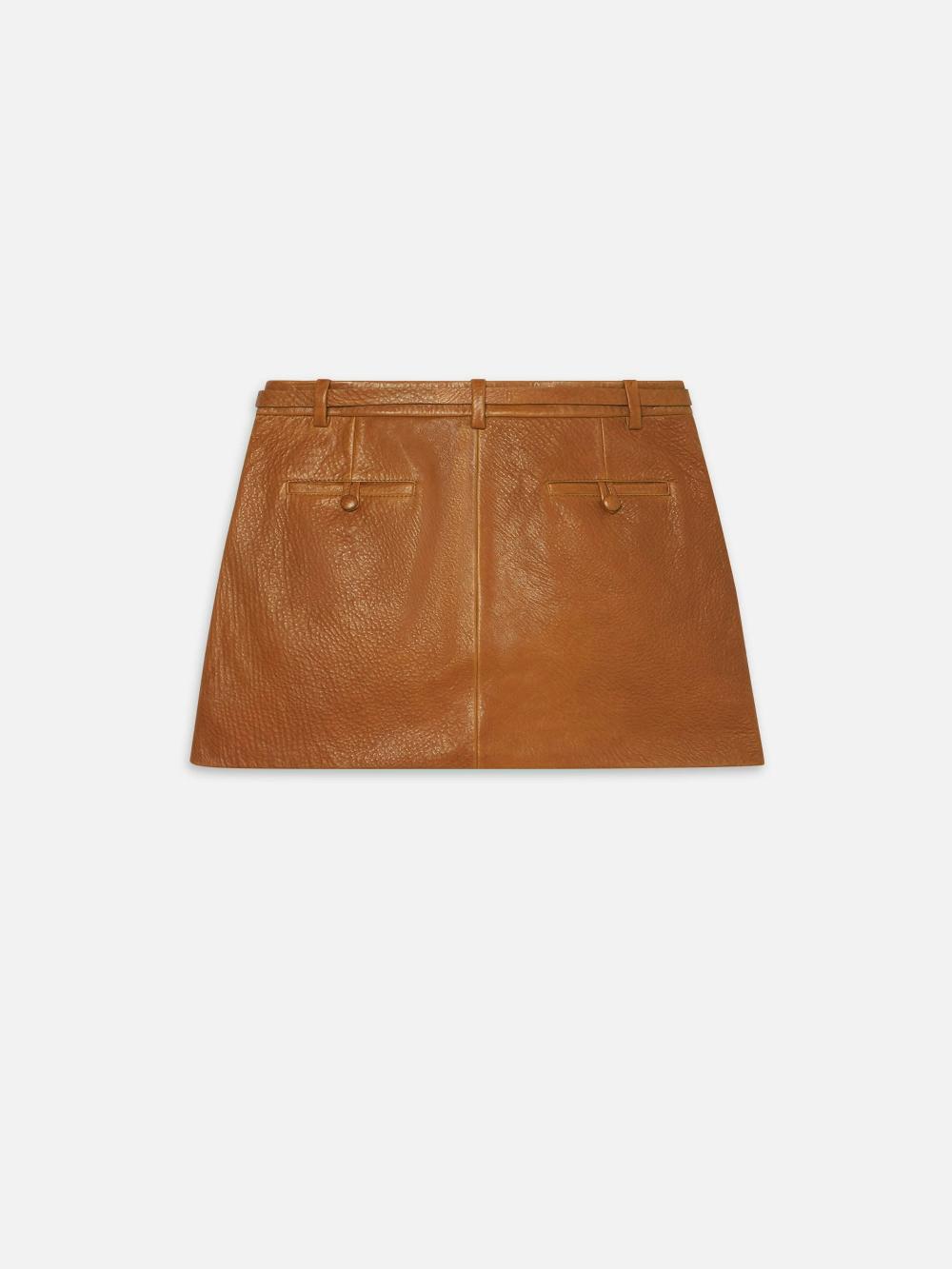 Frame The Leather Cargo Skirt In Chestnut