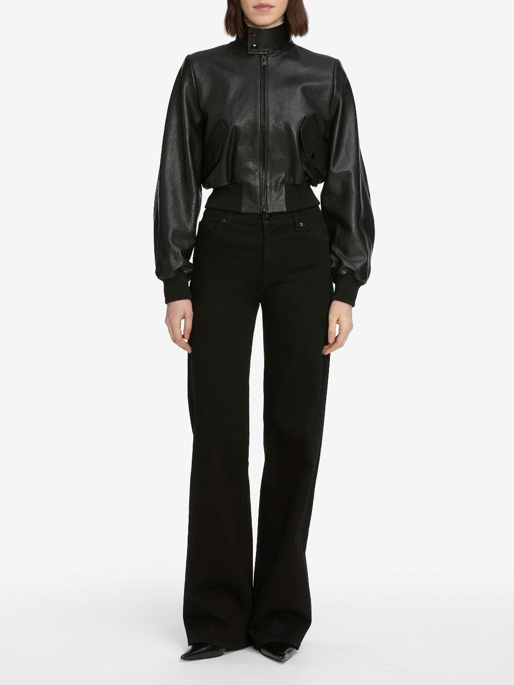 Frame The Leather Harrington Jacket In Black