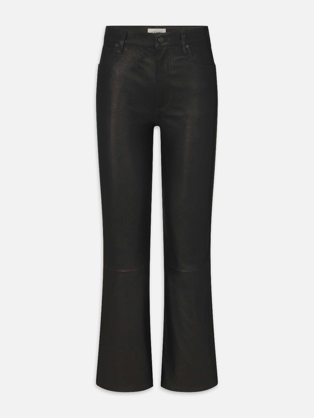 frame The Leather Reboot Crop in Black