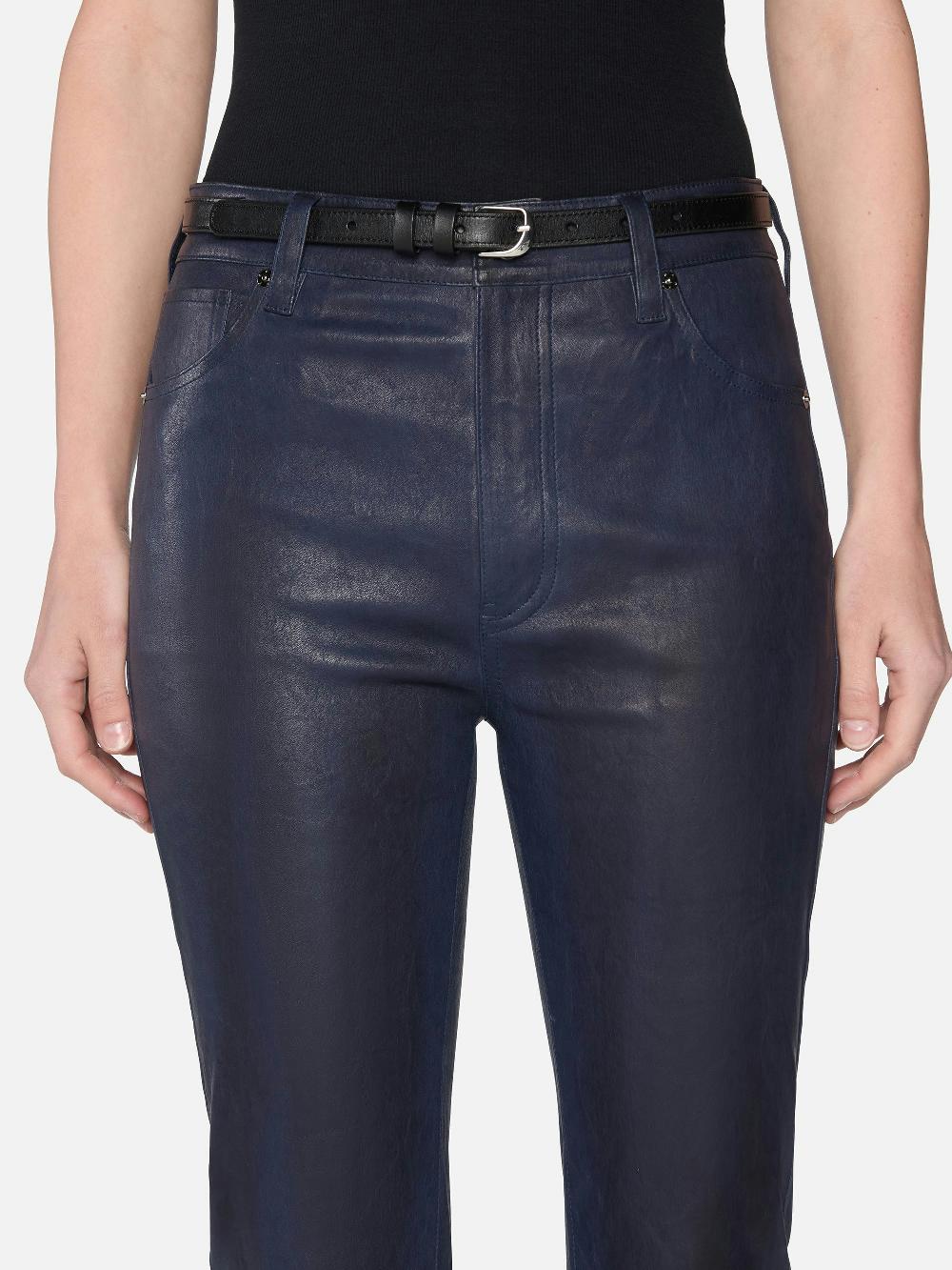 Frame The Leather Reboot Crop In Dark Indigo