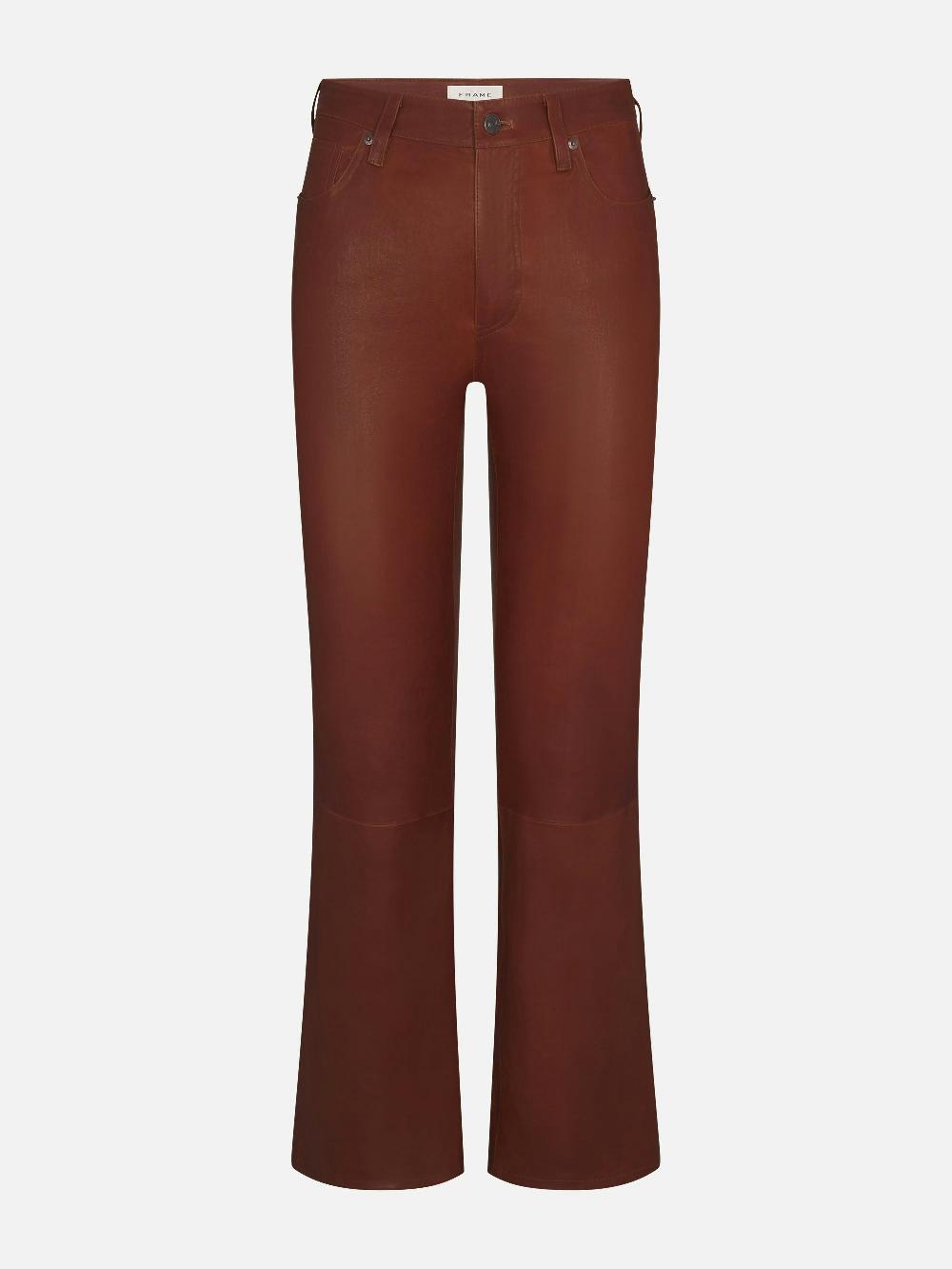 frame The Leather Reboot Crop in Whiskey