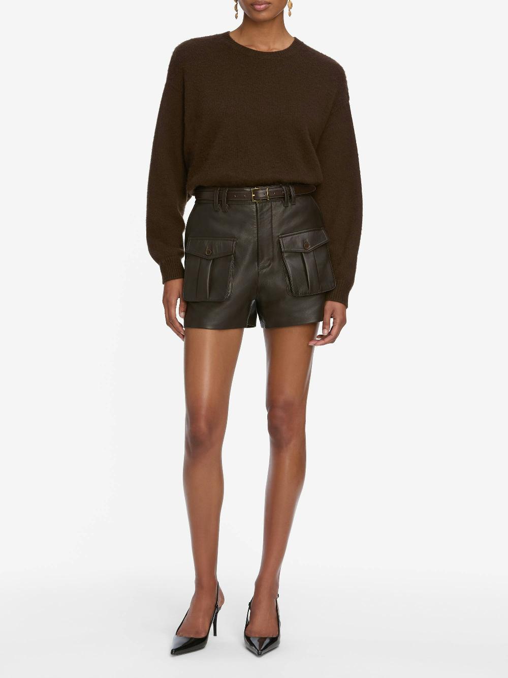 Frame The Leather Scout Short In Truffle
