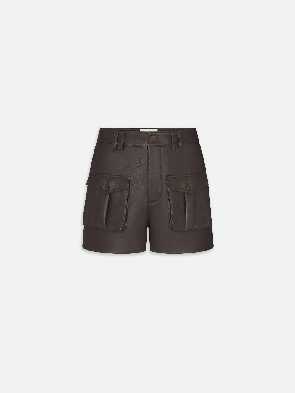 frame The Leather Scout Short in Truffle