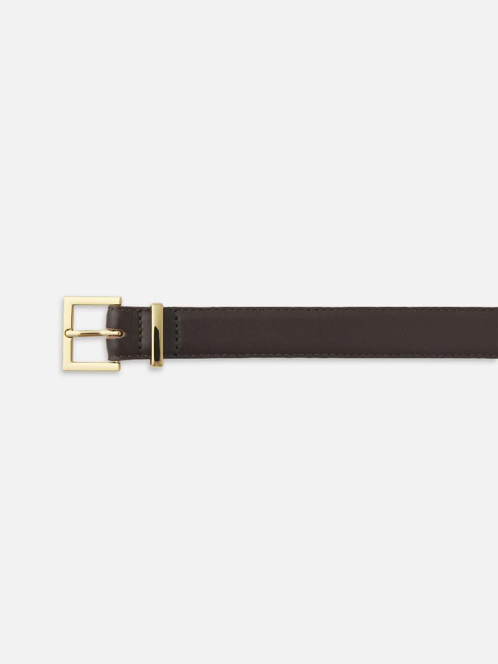 Frame The Leather Square Buckle Belt In Dark Brown