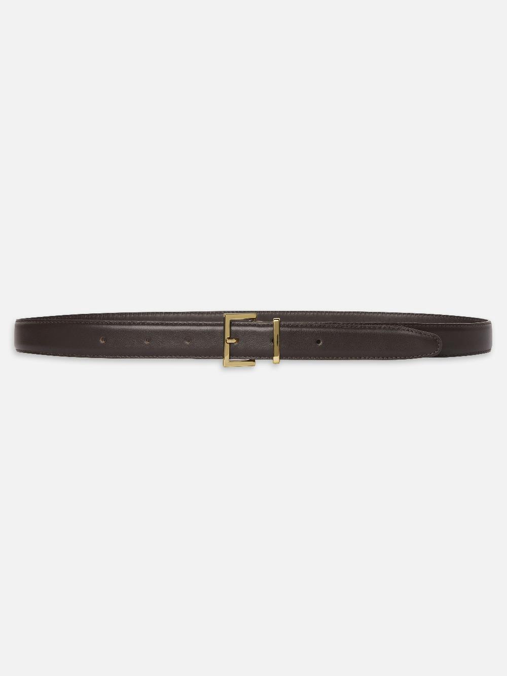 frame The Leather Square Buckle Belt in Dark Brown