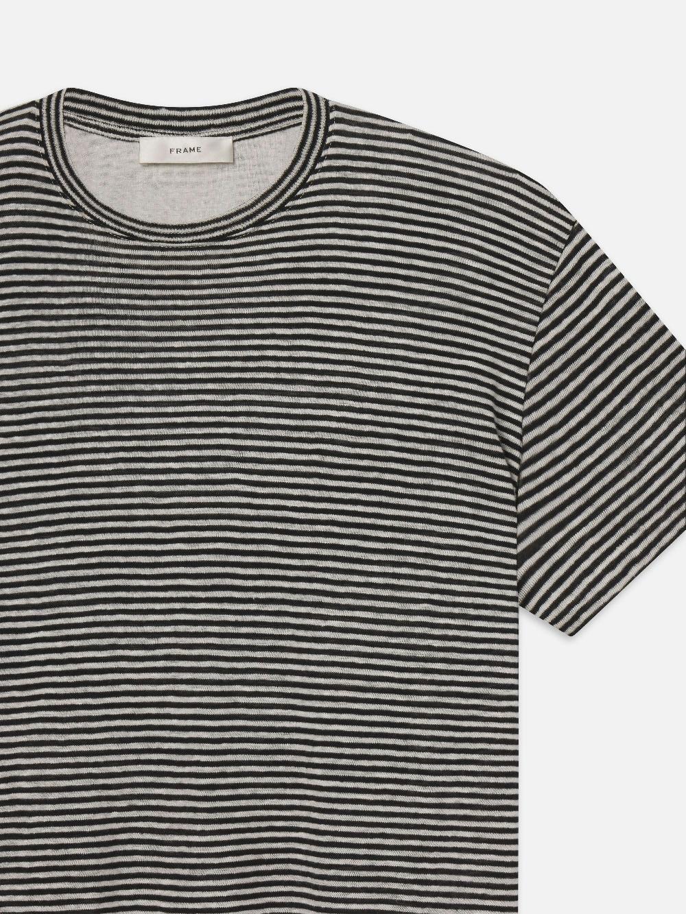 Frame The Linen Baby Tee In Black Multi