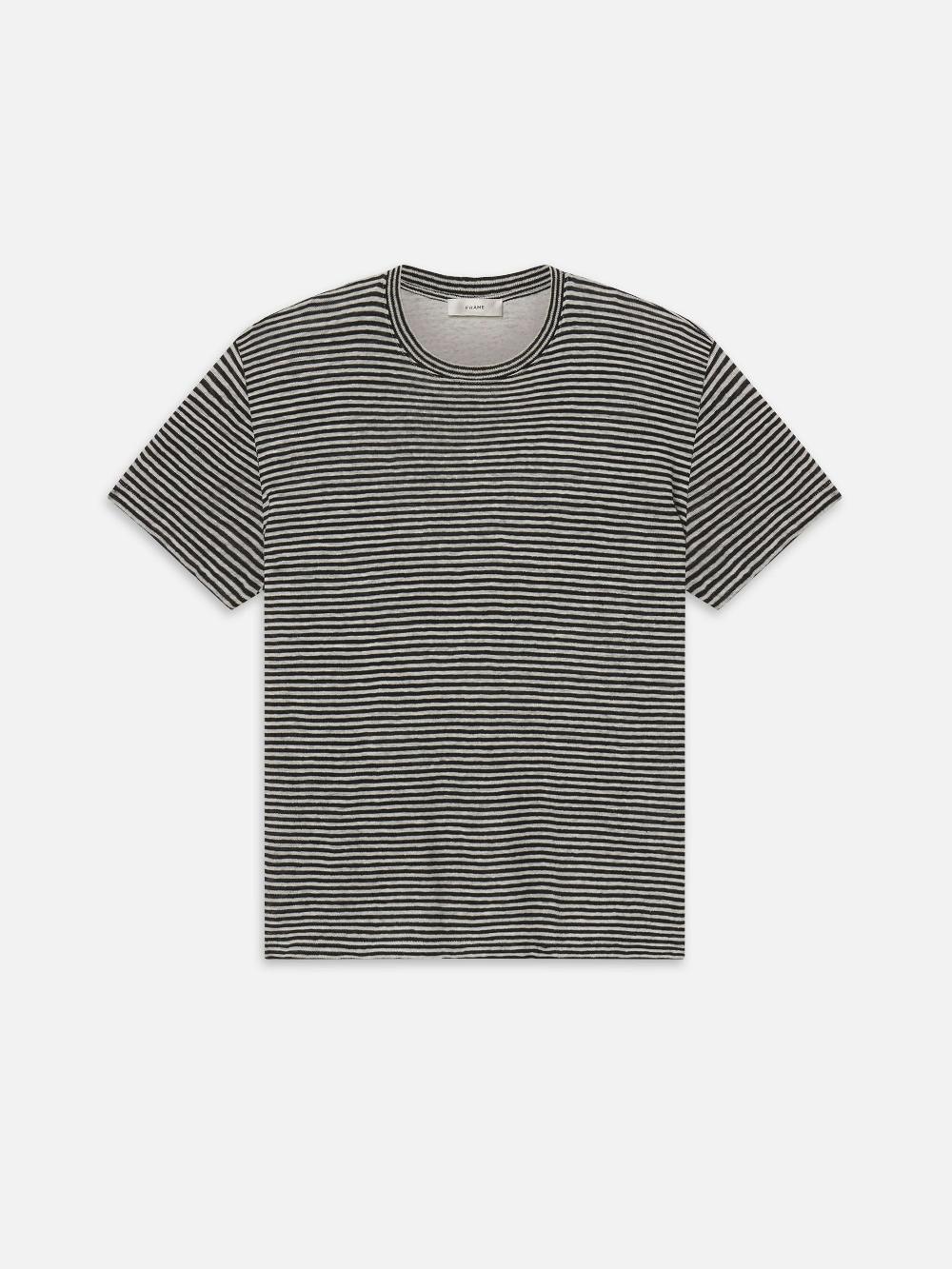 frame The Linen Baby Tee in Black Multi