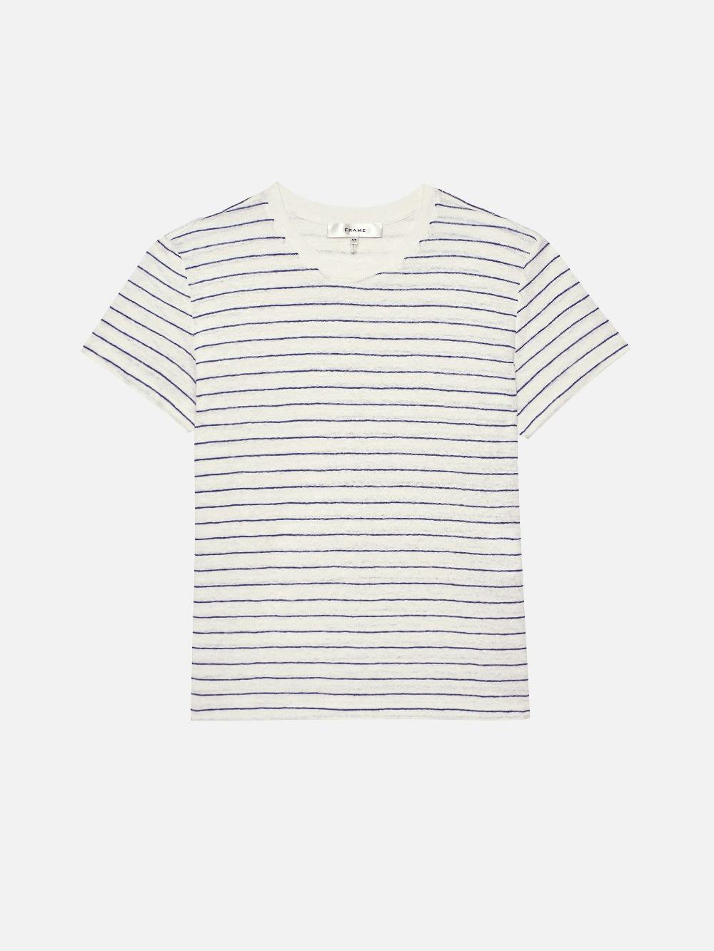 frame The Linen Baby Tee in Navy Multi