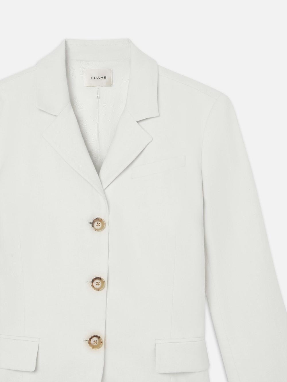Frame The Linen Smart Blazer In White