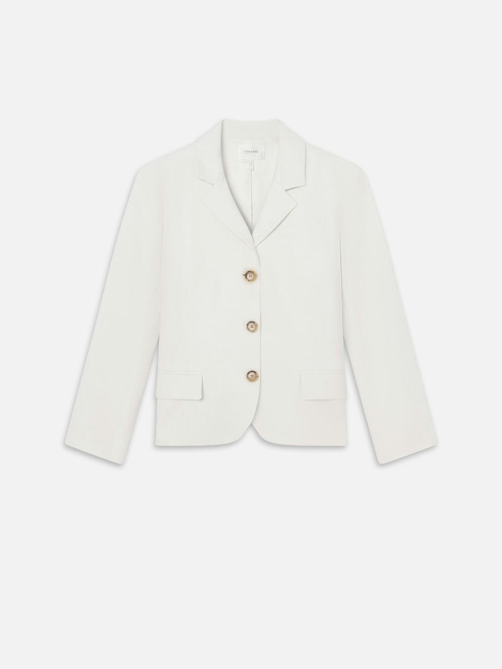 frame The Linen Smart Blazer in White