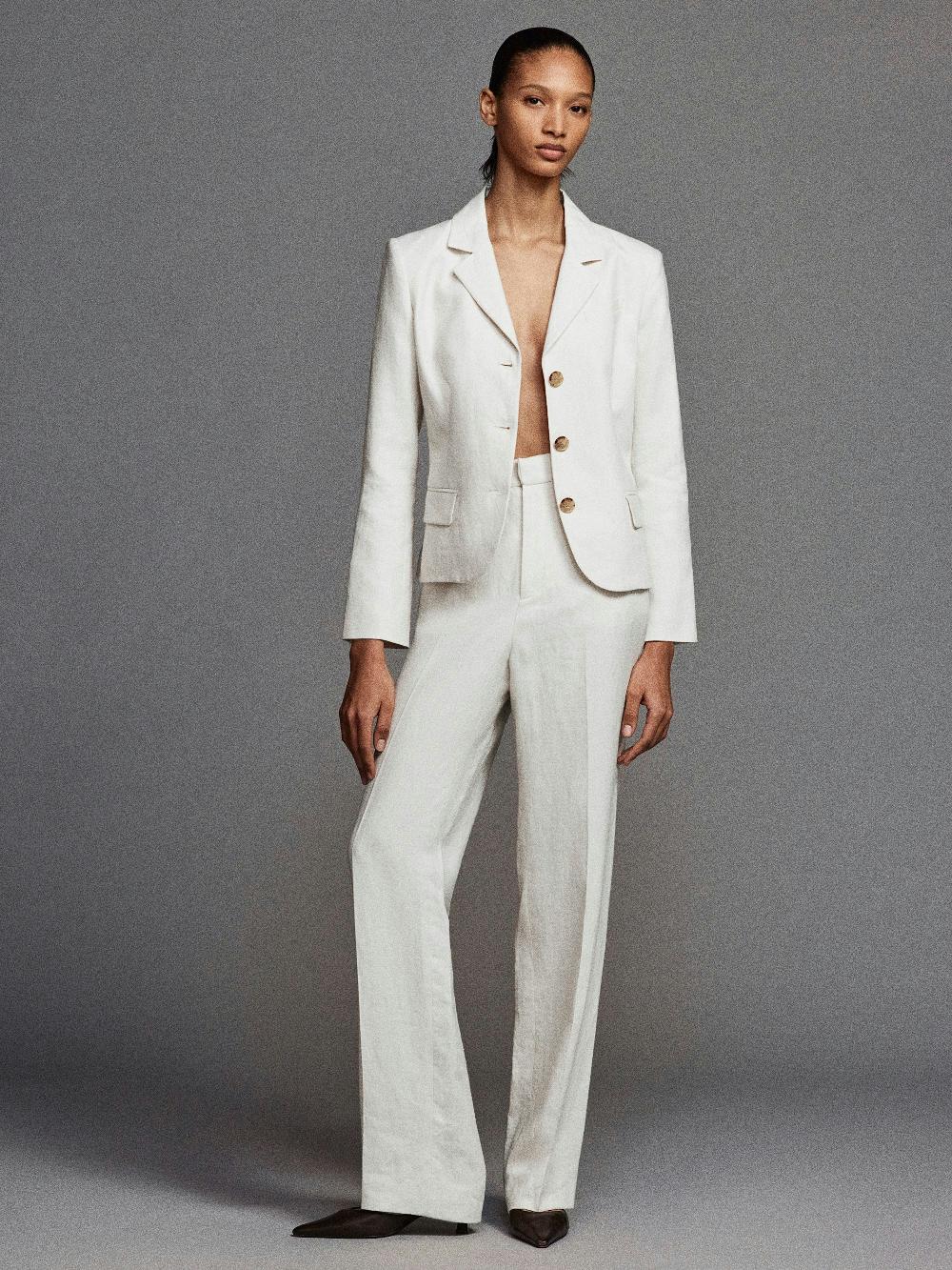 Frame The Linen Trouser In White
