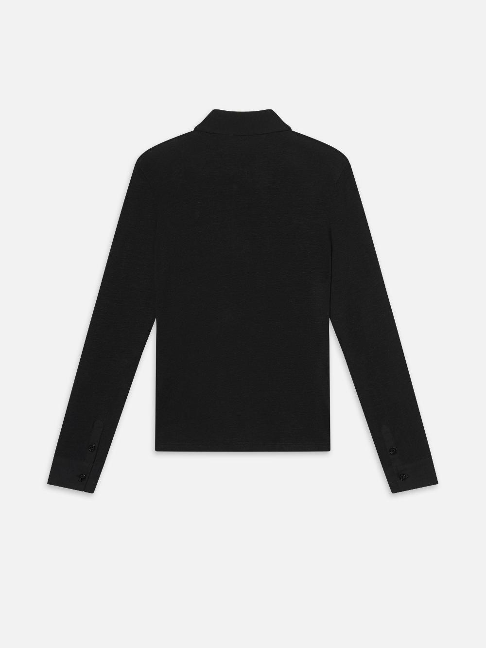 Frame The Long Sleeve Caddy Polo In Black