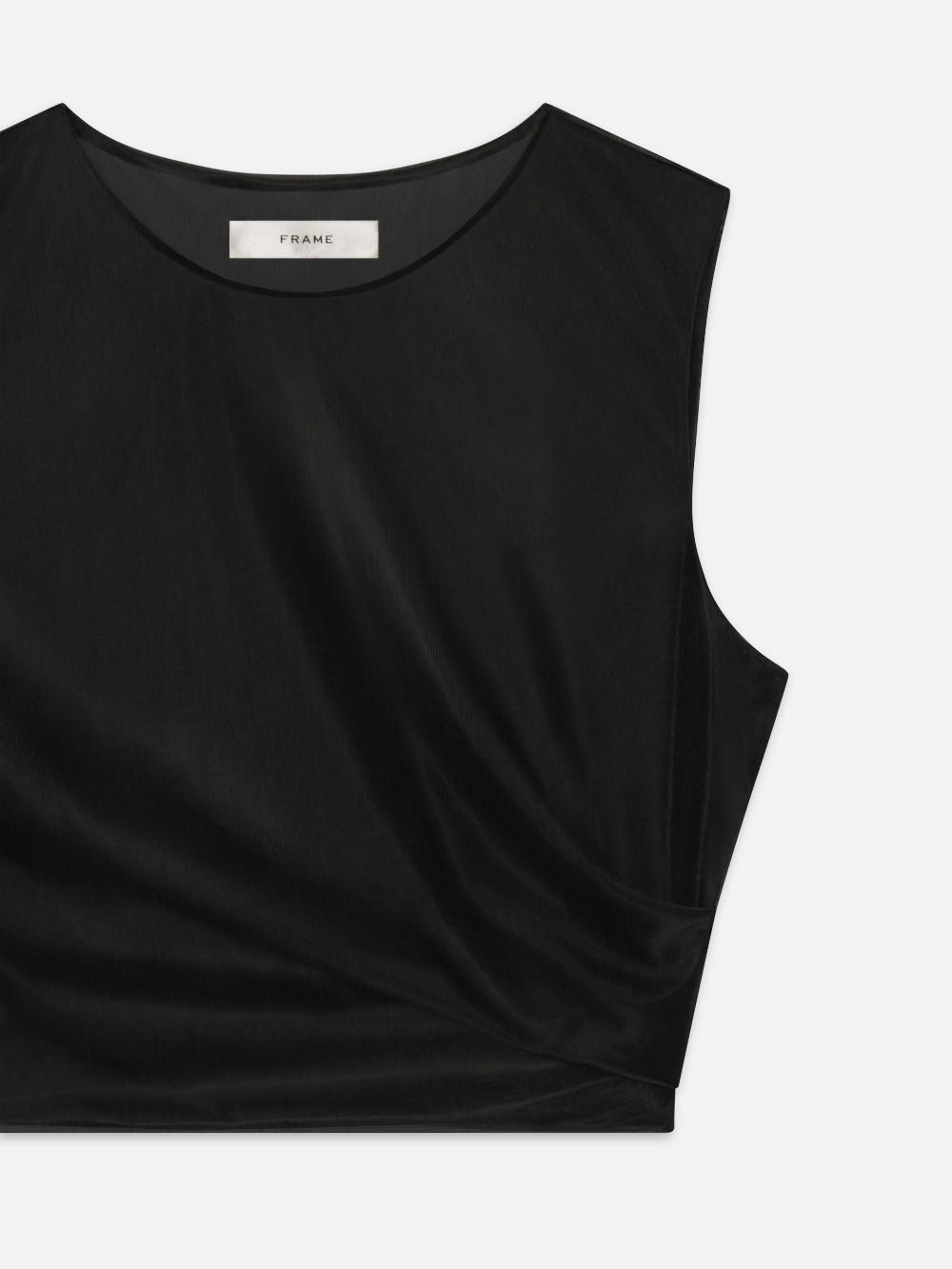 Frame The Mesh Twist Tank In Black