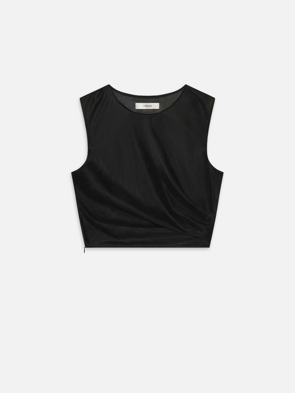 frame The Mesh Twist Tank in Black
