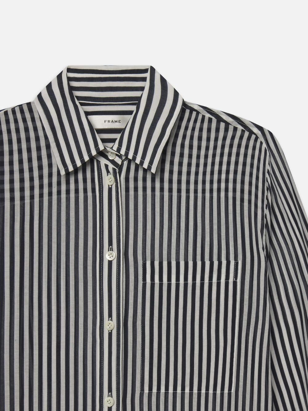 Frame The Oversized Pocket Shirt In Navy Multi