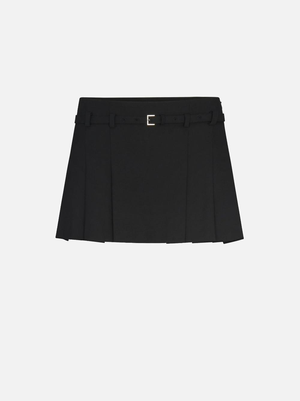 frame The Pleated Mini Skirt in Black