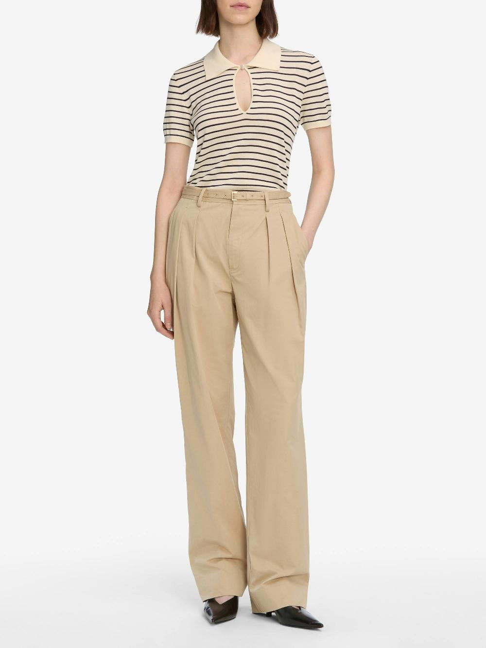 Frame The Pleated Stilt Trouser In Light Khaki