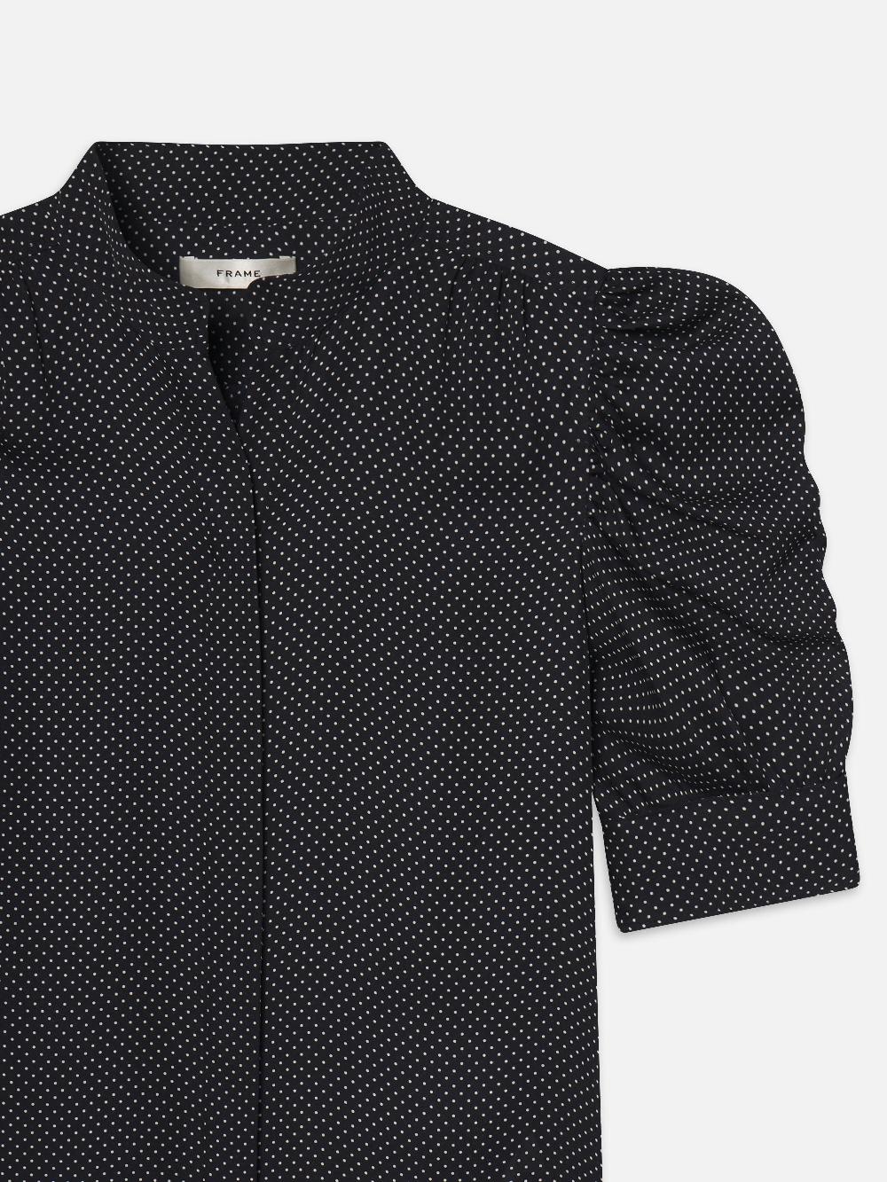 Frame The Polka Dot Gillian Top In Navy Multi