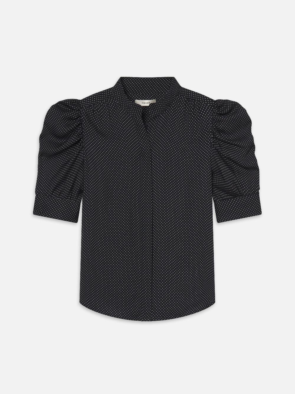 frame The Polka Dot Gillian Top in Navy Multi