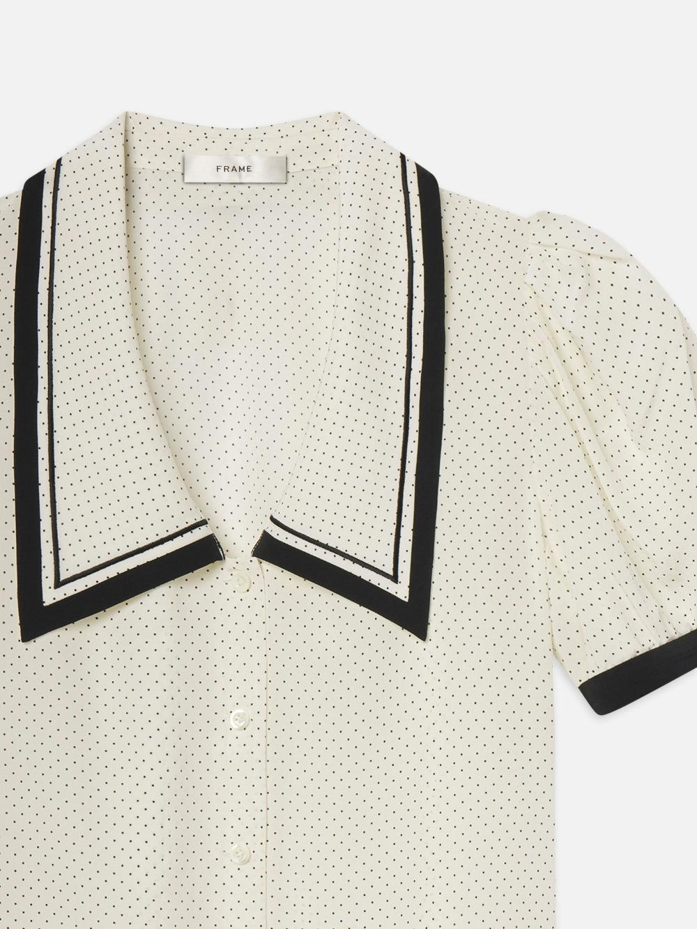 Frame The Polka Dot Sailor Blouse In Cream Multi
