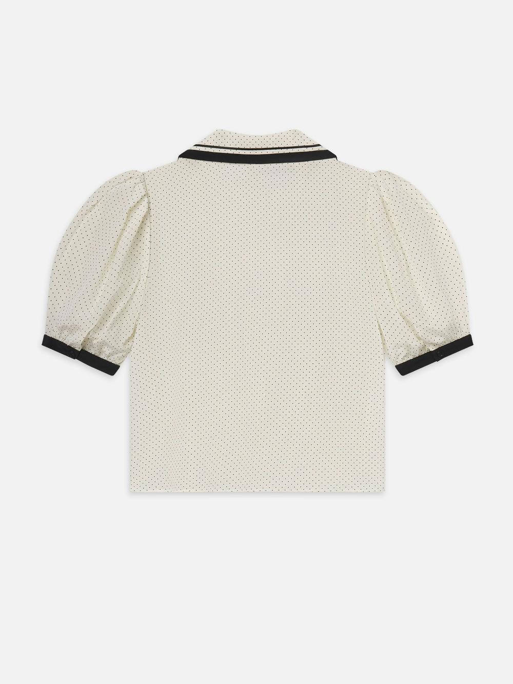 Frame The Polka Dot Sailor Blouse In Cream Multi