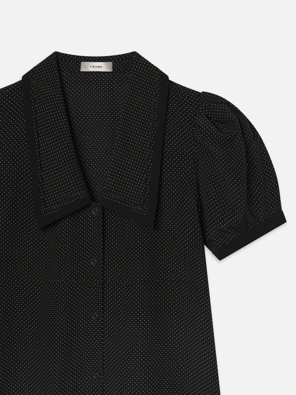 Frame The Polka Dot Sailor Dress In Black Multi