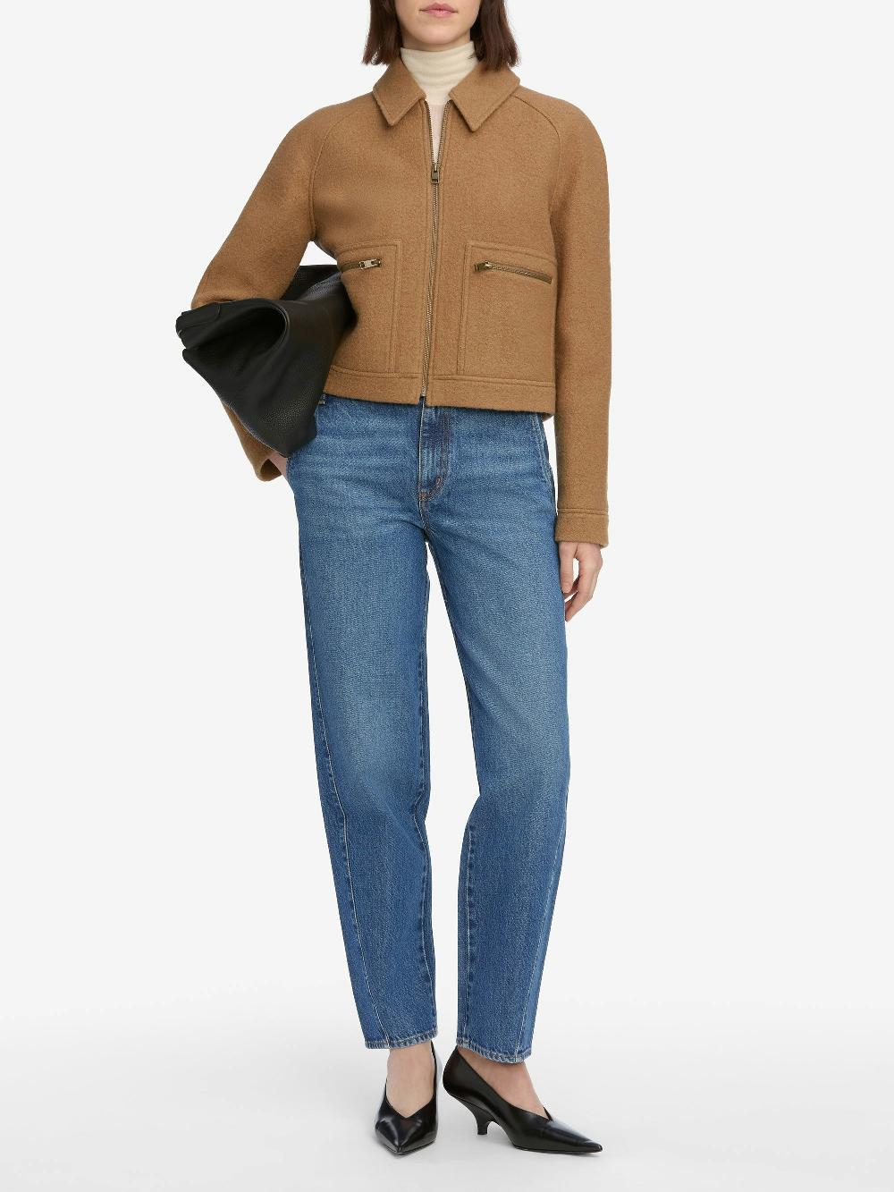 Frame The Raglan Zip Front Jacket In Camel