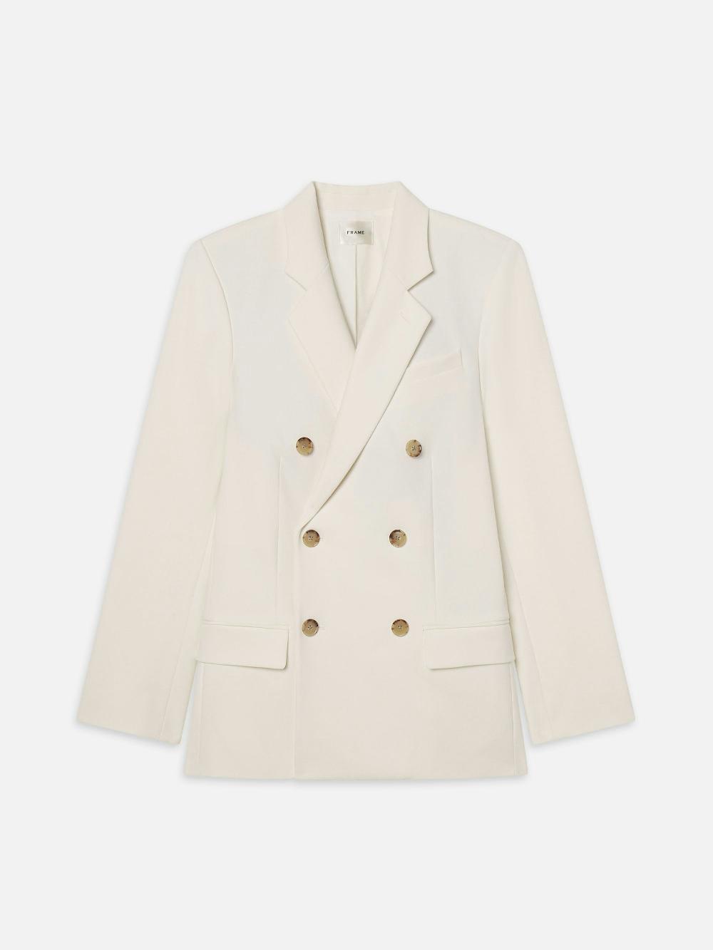 frame The Relaxed Everyday Blazer in Ecru