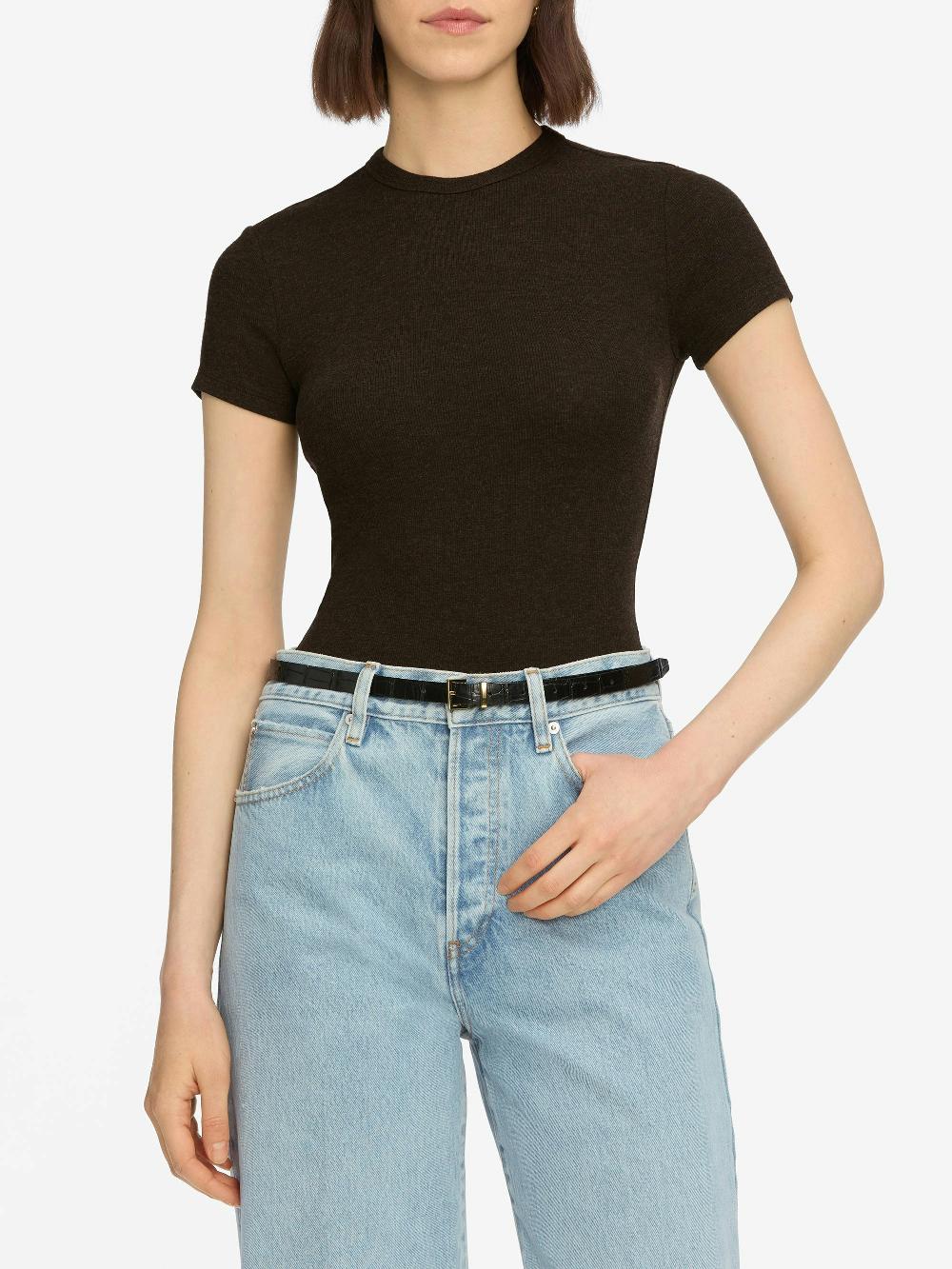 Frame The Rib Baby Tee In Coffee