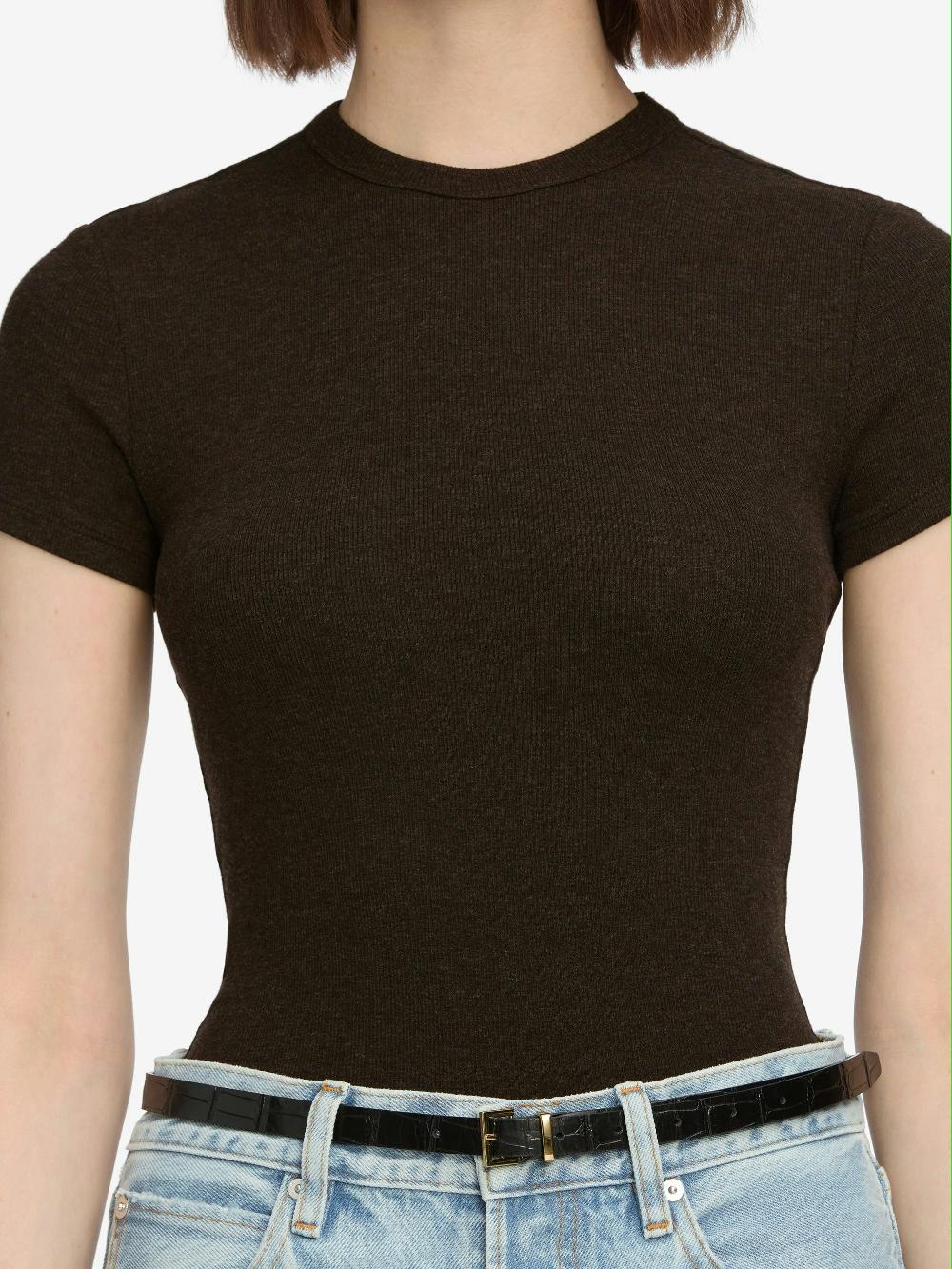 Frame The Rib Baby Tee In Coffee