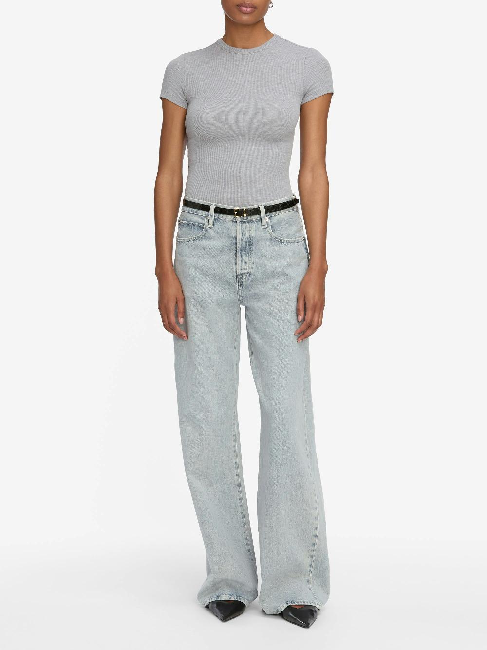 Frame The Rib Baby Tee In Heather Grey