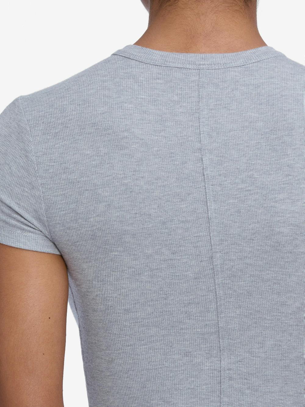 Frame The Rib Baby Tee In Heather Grey