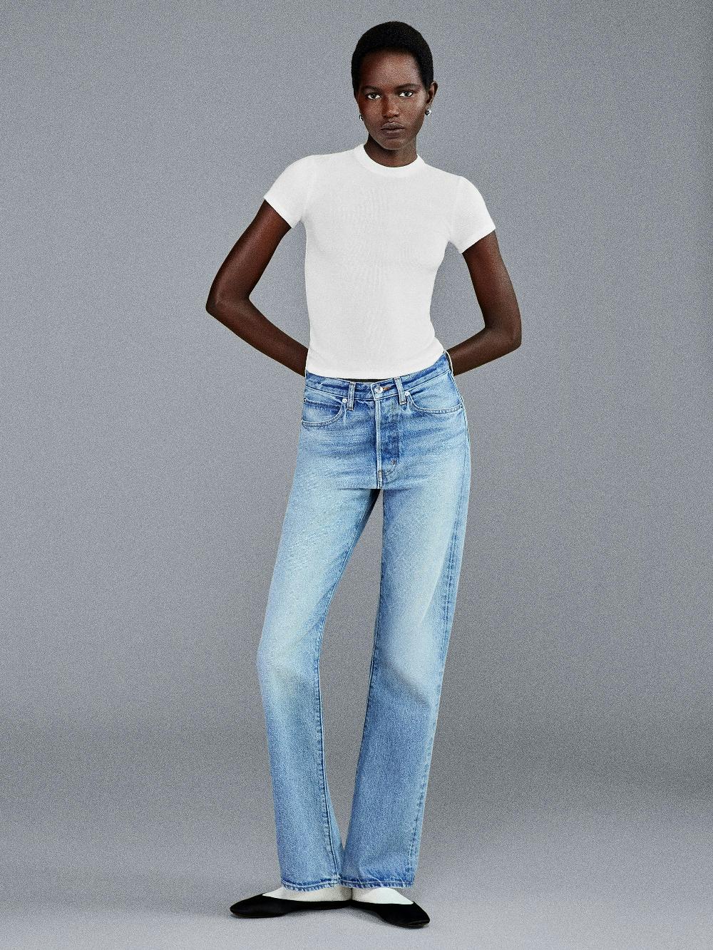 Frame The Rib Baby Tee In White