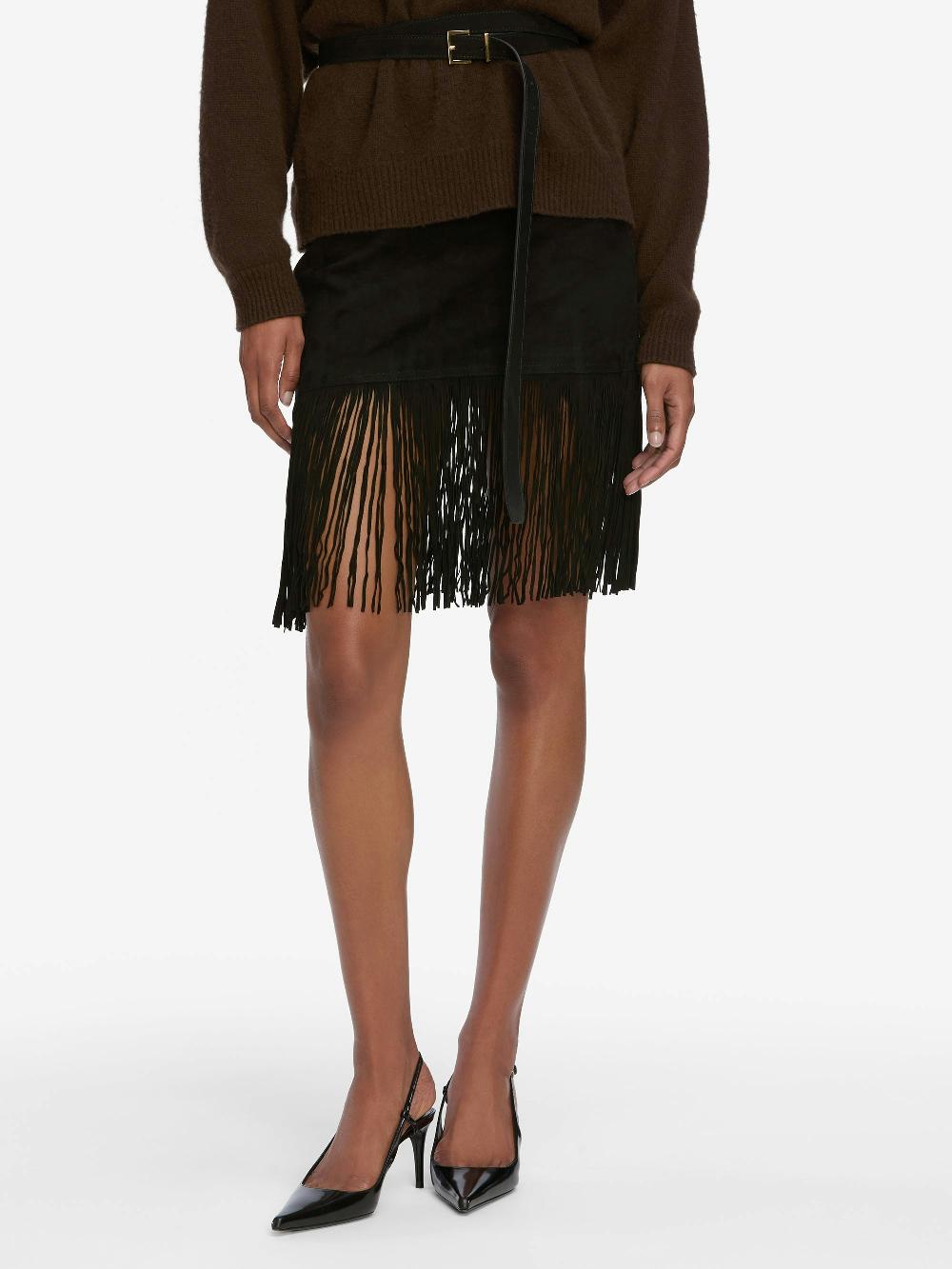 Frame The Saddle Skirt In Black