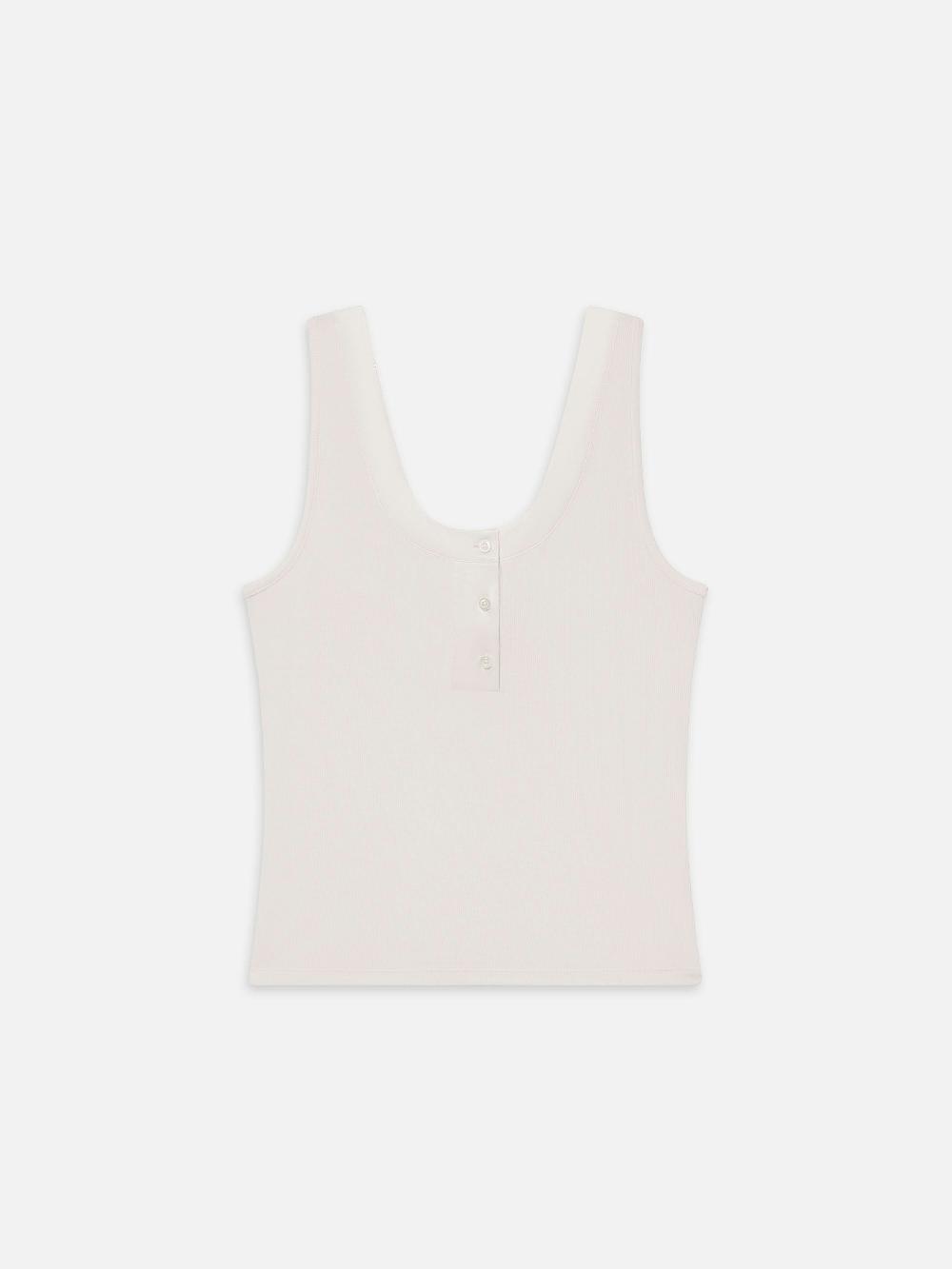 frame The Satin Trim Tank in Alabaster