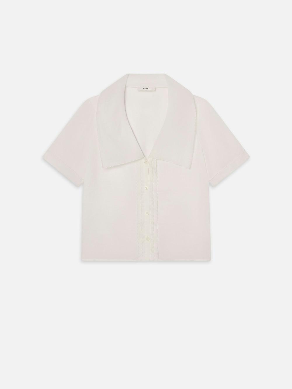 frame The Scallop Sailor Blouse in White