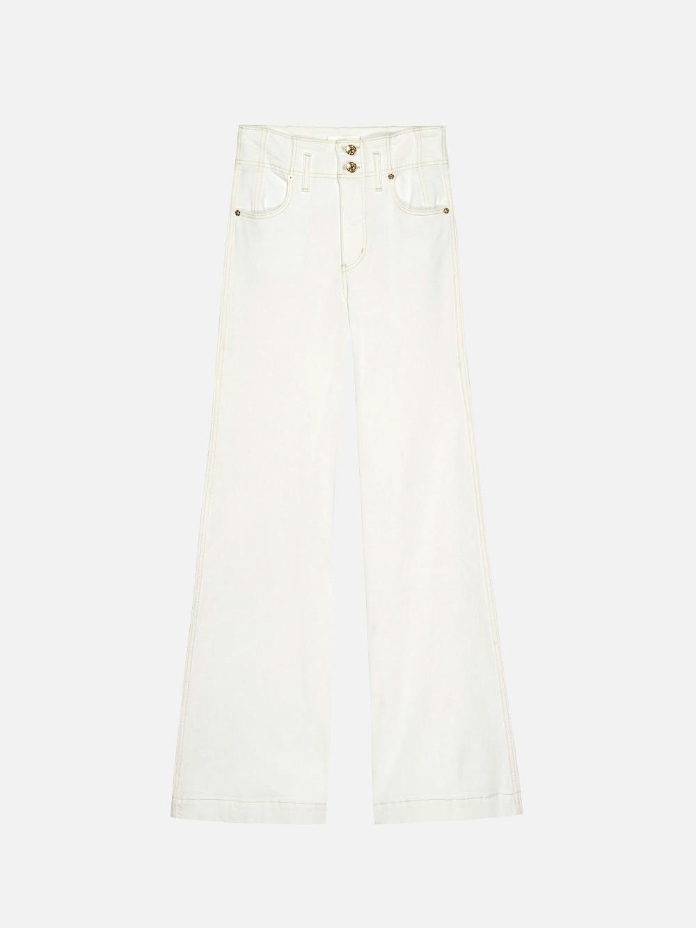 frame The Seamed Wide Trouser in Au Natural Clean