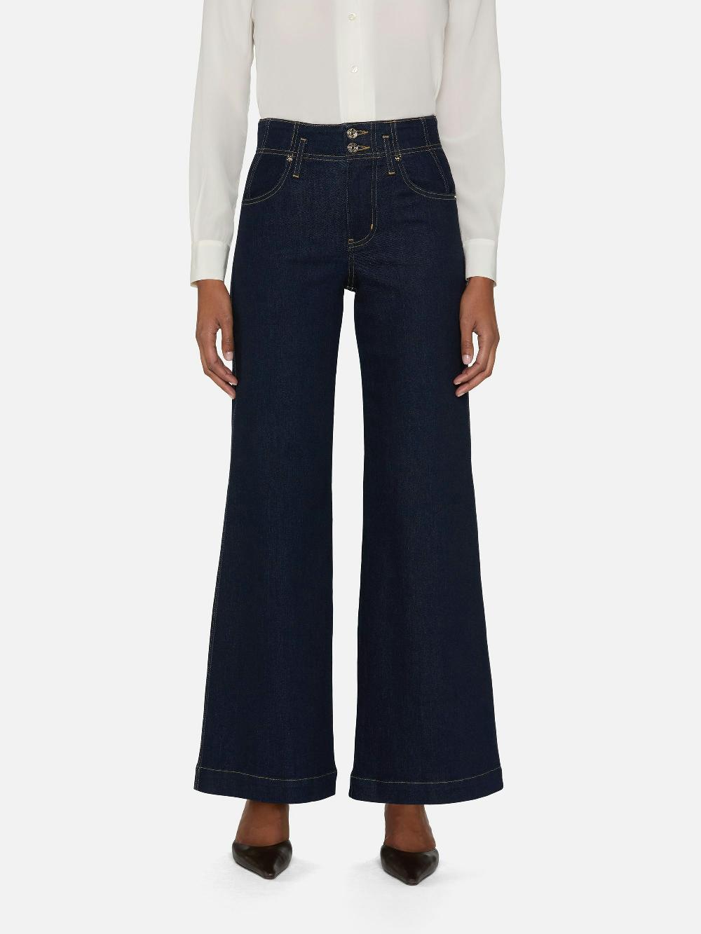 Frame The Seamed Wide Trouser In Rinse