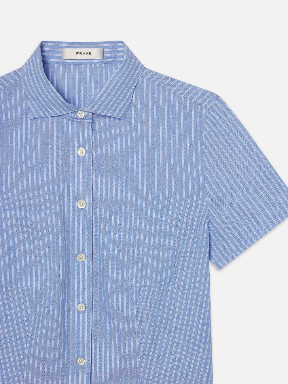 Frame The Seaside Shirt In Oxford Blue Multi