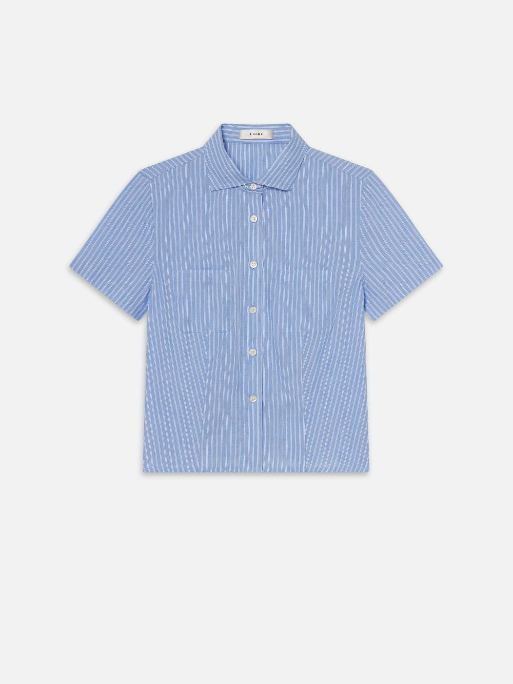 frame The Seaside Shirt in Oxford Blue Multi