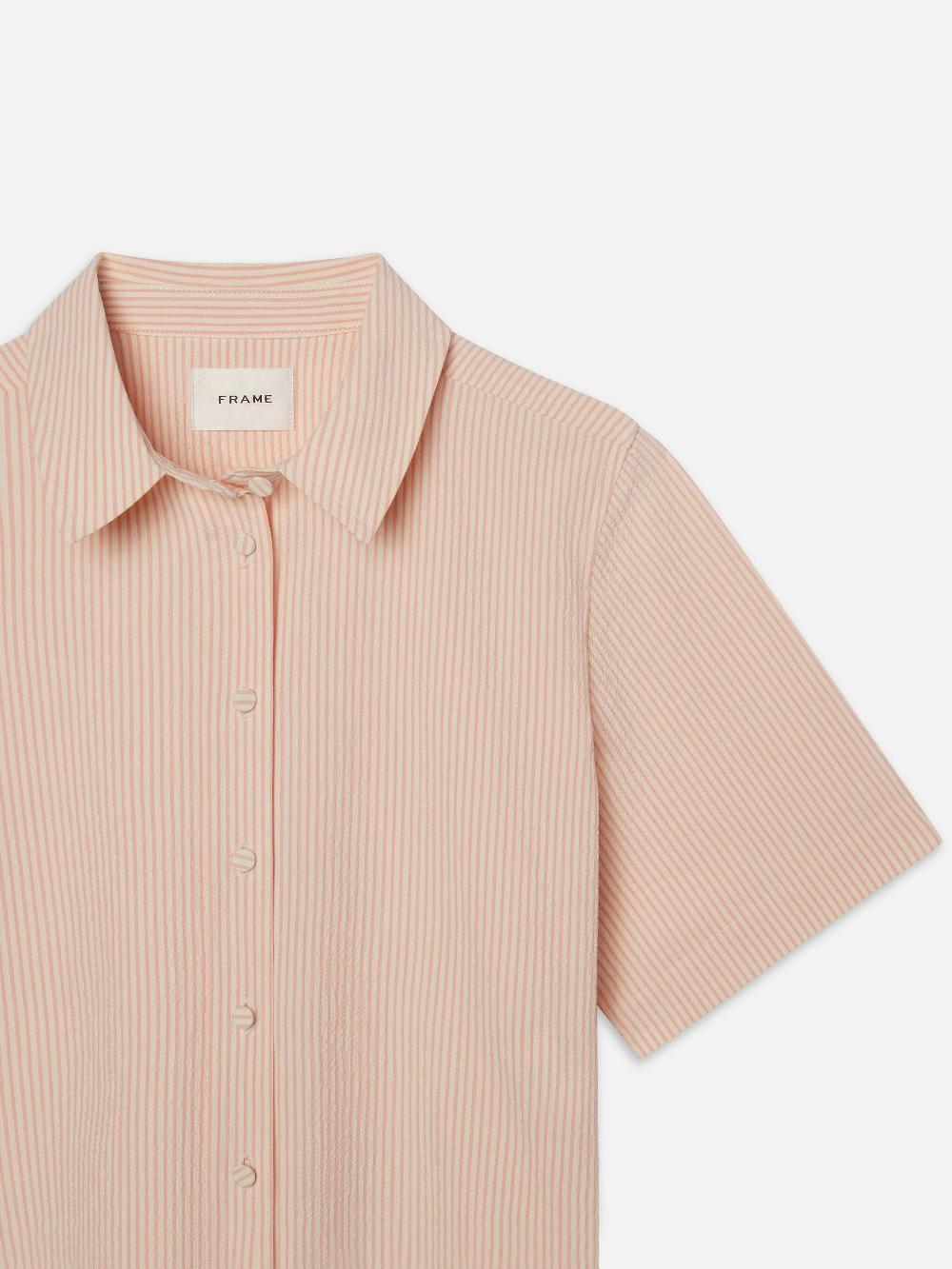 Frame The Seersucker Cropped Shirt In Azalea Multi