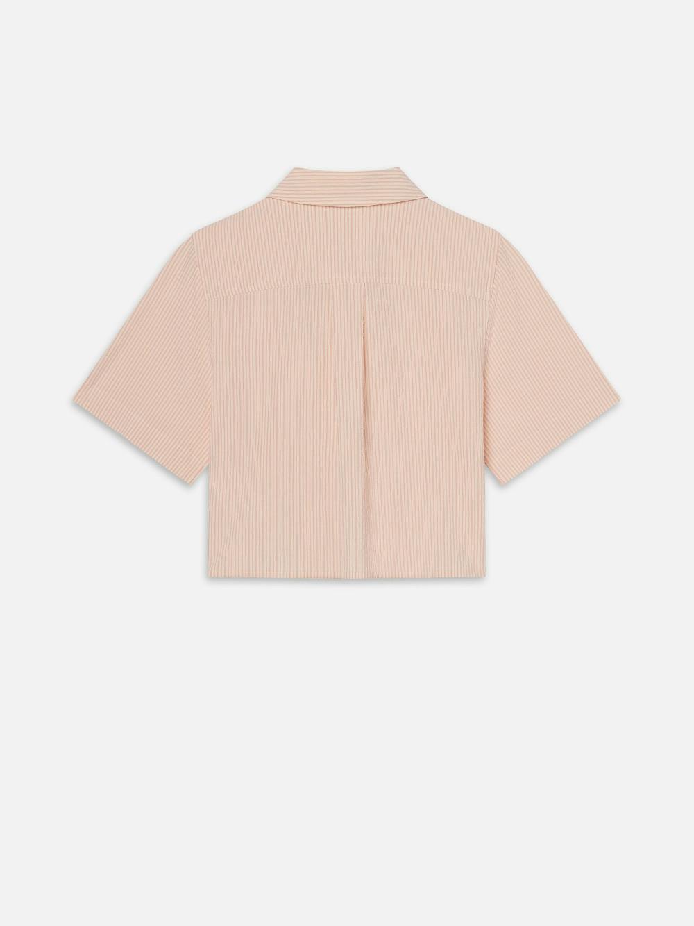 Frame The Seersucker Cropped Shirt In Azalea Multi